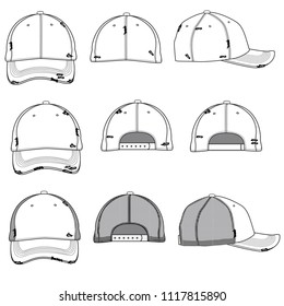 Vector template for  Destroyed style Baseball Caps