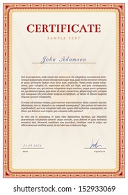 Vector template of detailed certificate with guilloche elements using