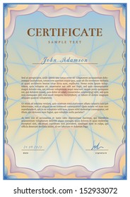 Vector template of detailed certificate with guilloche elements using