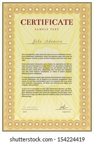 Vector template of detailed certificate with guilloche elements using