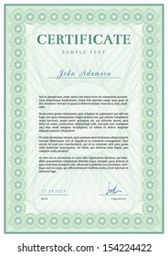 Vector template of detailed certificate with guilloche elements using
