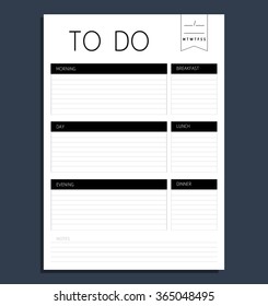 Vector template to do list. Blank form. Format A4