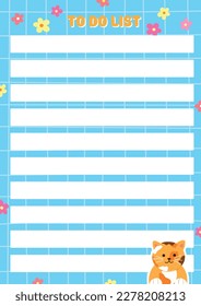 Vector template of to do list for personal diary. Modern young women's planner of diary. Cute decorative to do list 