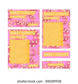 Vector template with donuts for bakery shop or cafe