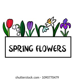 vector template with doodle flowers, hand drawn illustration