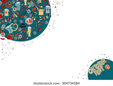 Vector template in doodle style for Oktoberfest beer festival 