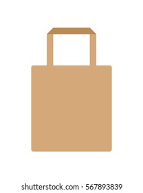 Vector template of eco bag in kraft paper color. Isolated on white background