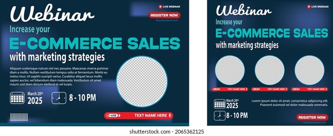 Vector template ecommerce sales marketing live webinar banner invitation and social media post template business