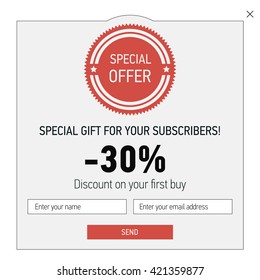 Vector template with elegant promotion popup