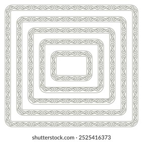 Vector template elegant set rectangle frame in oriental style with place for text. Isolated on white background