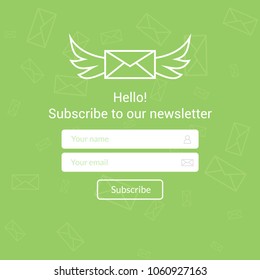 Vector template email subscribe. Submit form for website email letter banner. Subscription template.