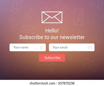 Vector Template Email Subscribe. Submit Form For Website Email Letter Banner