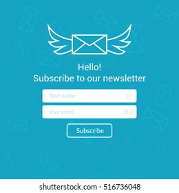 Vector template email subscribe. Submit form for website email letter banner