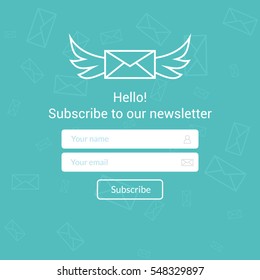 Vector template email subscribe. Submit form for website email letter banner