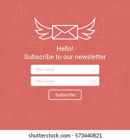 Vector Template Email Subscribe. Submit Form For Website Email Letter Banner