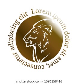 Vector template for emblem, logo or stamp depicting the profile of a lion inscribed in a circle