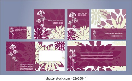 Vector template: envelope, business card and invitation card  on floral background