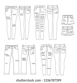 Woman Ripped Jeans Stock Vectors, Images & Vector Art | Shutterstock