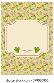 Vector template with floral pattern and  label. Suitable for greetings cards.