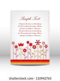 Vector template with flowers and place for custom text, and with a dashed border