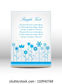 Vector template with flowers and place for custom text, and with a dashed border
