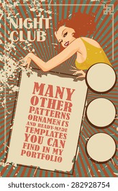 Vector template flyer advertising a nightclub, shows, parties, and other entertainment