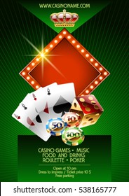 Vector template of flyer for event in casino