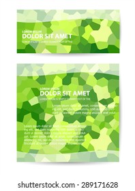 Vector template flyer form with colorful abstract geometric patterns art style details and company logo