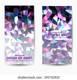Vector template flyer form with colorful abstract geometric patterns art style details and company logo