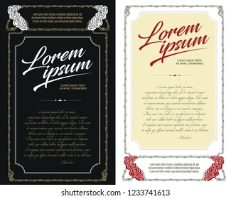 Vector template flyer, invitations or greeting cards. Roses frame.