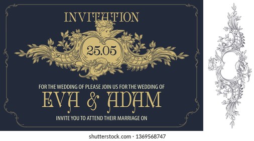 Vector template flyer, invitations or greeting cards. Template wedding invitation. 