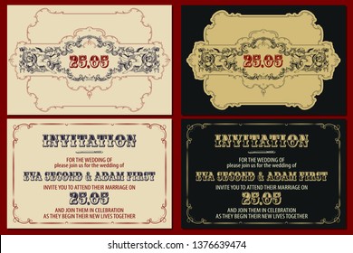 Vector template flyer, invitations or greeting cards. Template wedding invitation. 