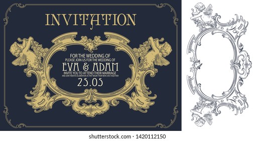 Vector template flyer, invitations or greeting cards. Template wedding invitation. 