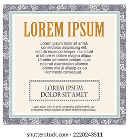 Vector template flyer, invitations, greeting card, design elements or page decor. 