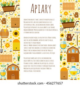 vector template flyers. apiary. set of flat icons elements for beekeeping. uly, bees, honey, flowers.