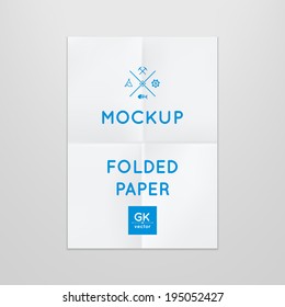 Vector Template Of Folded Poster, Placed In Interior. Mockup For Your Posters Or Photos. Light Style.