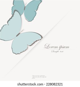 Vector template for folder, brochure, business card and birthday invitation with butterflies  