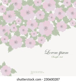 Vector template for folder, brochure, business card and birthday invitation with flowers.  