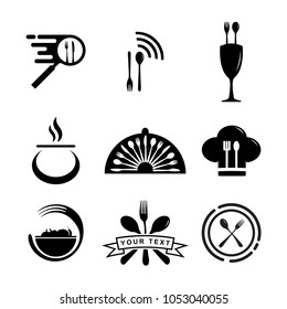 vector template food icon set silhouette