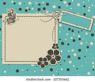 vector template foto card for scrapbook