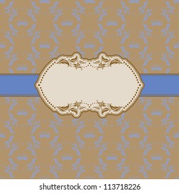 Vector template frame design for greeting card . Background - seamless pattern.