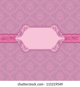 Vector template frame design for greeting card . Background - seamless pattern.