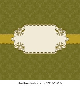 Vector template frame design for greeting card . Background - seamless pattern.