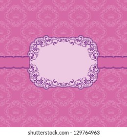 Vector template frame design for greeting card . Background - seamless pattern.