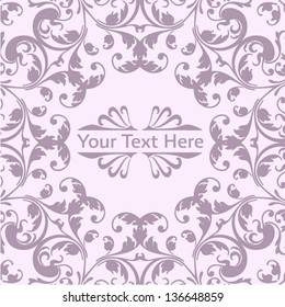 Vector template frame design for greeting card . Background - seamless pattern.