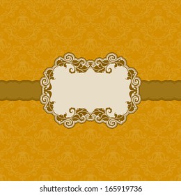 Vector template frame design for greeting card . Background - seamless pattern.