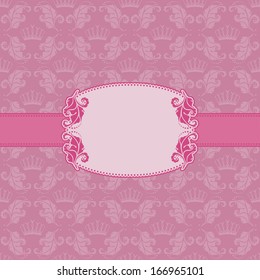 Vector template frame design for greeting card . Background - seamless pattern.