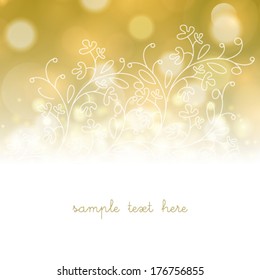 Vector template frame design for greeting card with white flowers.