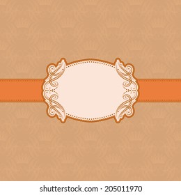 Vector template frame design for greeting card . Background - seamless pattern.