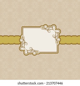 Vector template frame design for greeting card . Background - seamless pattern.